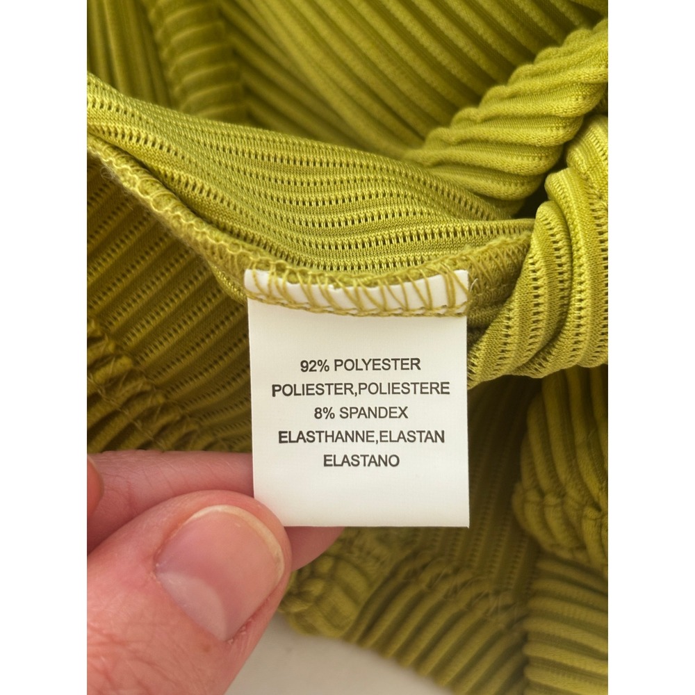 Anthropologie Blue Tassel Lime Green Ribbed Corset Bustier Long Sleeve Top NWT L - Picture 10 of 10